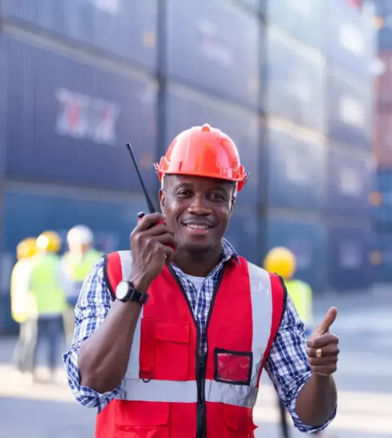 Customer support representative with headset ready to help